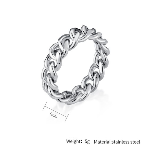 Men Women Miami Cuban Link Spinner Ring Plain Stainless Steel Band Punk Gfit - Picture 33 of 58