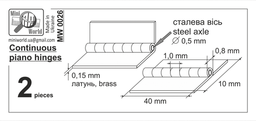 Mini World MW0026 - 1/144, 1/32, 1/48, Continuous piano hinges ( 2 pieces )  new - Picture 9 of 12