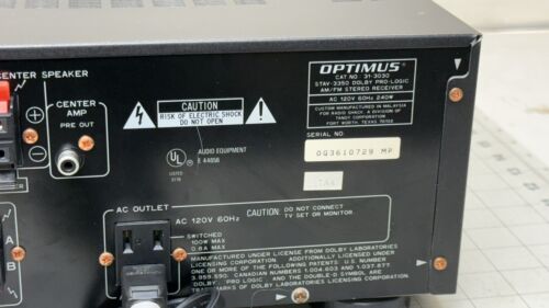 Optimus Professional Series STAV-3350 Digital Synthesized Receiver WORKS READ PL - Picture 11 of 12