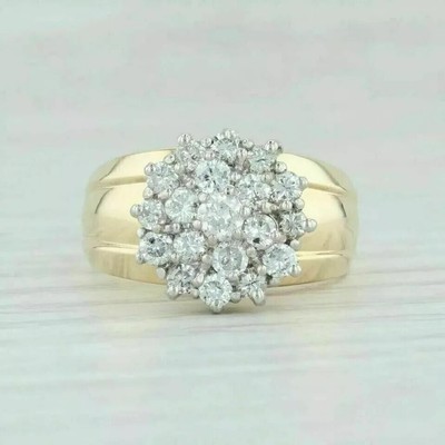 2.50 Ct Simulated Diamond Waterfall Cluster 10K Yellow Gold Plated Cocktail Ring