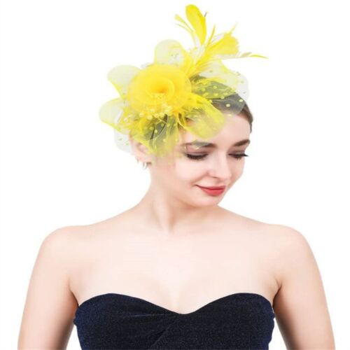 Feather Wedding Ladies party Clip Royal Ascot Races Headband Hair Fascinator - Picture 16 of 23