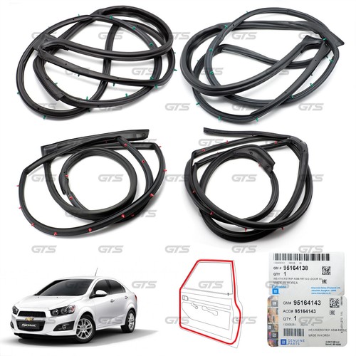Set 4Dr Door Rubber Seal Weatherstrip For Chevrolet Sonic Sedan 2012 2018 - Imagen 3 de 11