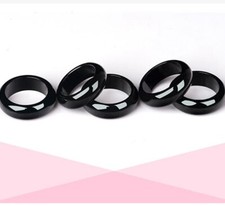 Certified Oil Black Burma Natural Grade A Jade jadeite Circle Ring USA 6-12