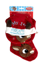 Rudolph Stocking Bib Hat The Red Nosed Reindeer Baby 1st Christmas Red Set Gift