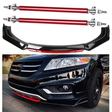 Front Bumper Lip Red Layer Splitter Spoiler Black +Red For Honda Accord Civic