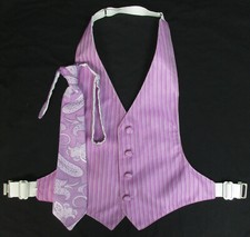 Boys Lilac Violet Purple Jean Yves Tuxedo Vest Tie Wedding Ringbearer Paisley