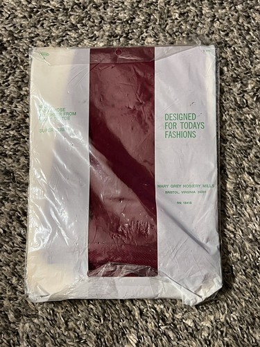 Vtg Panty Hose Mary Grey Nude Sheer Opaque Burgundy Sz Medium NOS - Picture 6 of 9