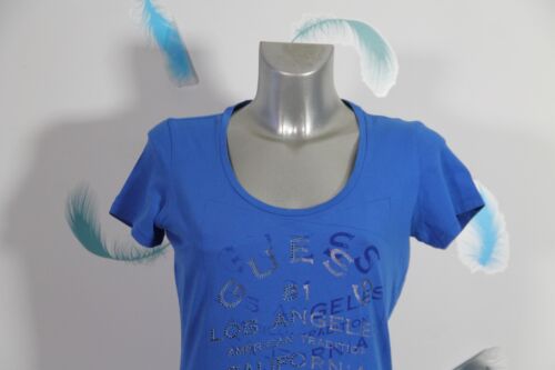 Bezaubernd Tee Hemd Blau Strass GUESS Größe M D.H.38 Fr Perfekter Zustand - Bild 2 von 4