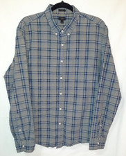 J. Crew Men's Slim Blue Plaid Button Up Dress Shirt Size XL