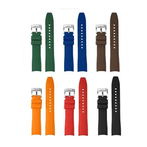 Curved End Silicone Bracelet Rubber Watch Strap Band 18 20 21 22 24mm Replace - Picture 3 of 29
