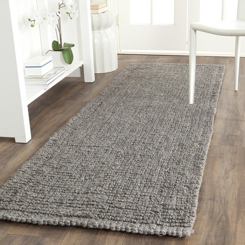 Natural Fiber Collection - Light Grey Jute Runner Rug, 2'6" x 18" for Any Room - Picture 4 of 9