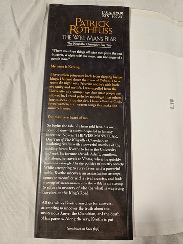 THE WISE MANS FEAR By Patrick Rothfuss First Edition Fifth Printing - Picture 8 of 13