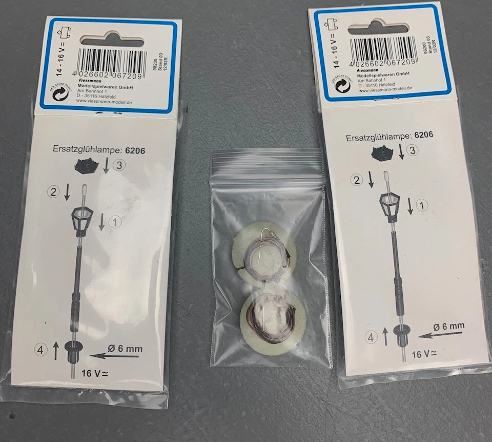 Lámparas de estacionamiento HO Viessmann 2X 6720 con LED y 2X lámparas montadas en la pared HO2458 LZ Foto 4 de 4