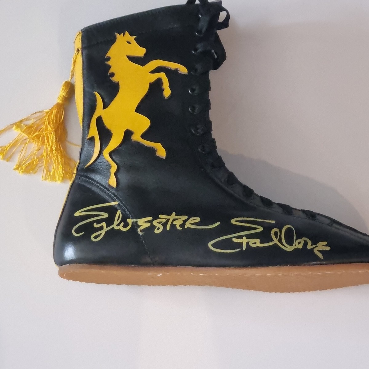 Sylvester Stallone Hand Signed Boot Autographed Black/Yellow