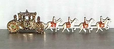 QUEEN ELIZABETH II 1954 CORONATION GOLD CARRIAGE & 8-HORSE TEAM W/4 RIDERS METAL