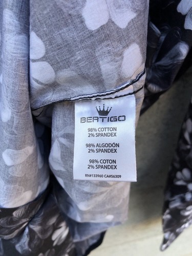 NWT $149 Bertigo Long Sleeve Button Front Shirt Black Floral Sz 3XL - Picture 6 of 9