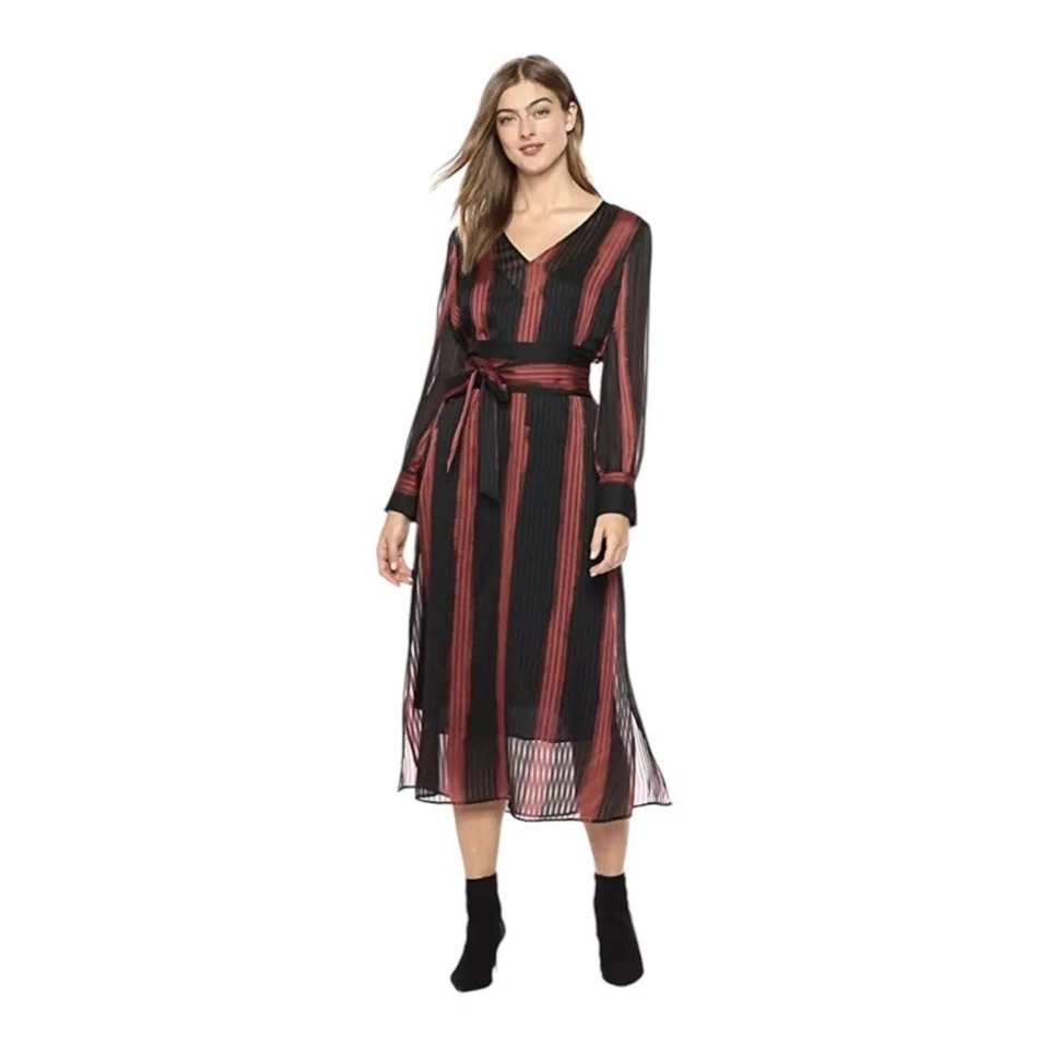 Vestido midi BCBGMAXAZRIA Ombré a rayas cambio noche talla XXS $398 Foto 2 de 4