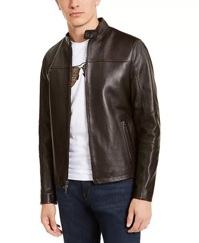 michael kors mens leather jacket brown 