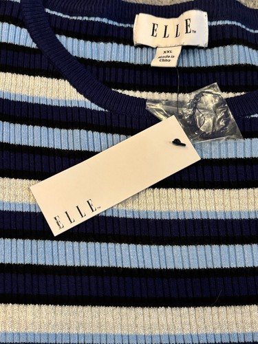 NWT Elle Sweater Girls XXL Blue Striped Long Sleeve Ruffle Hem Shimmer Stretch - Picture 3 of 6