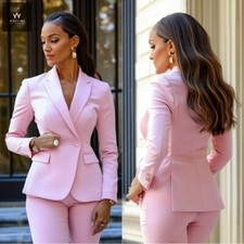 Traje rosa de dos piezas para mujer | Conjunto de traje pantalón elegante | Boda y formal para mujer
