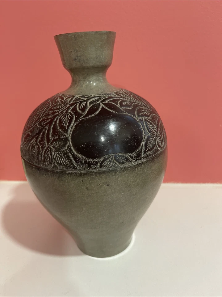 Antigua maceta redonda de latón india con base de agua original floral fina Foto 3 de 4