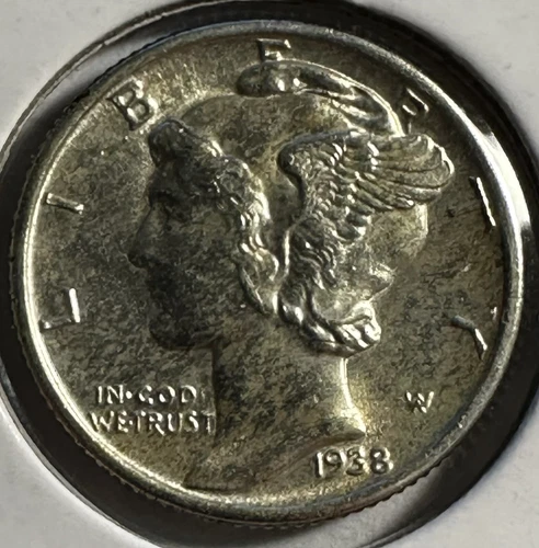 1938-P Mercury Silver Dime AU/BU - (P28-11)