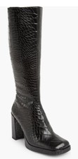 Jeffrey Campbell Minim Croc Embossed Black Leather Boot Sz 11 $290