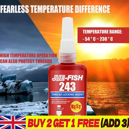 50ml Loctite 243 Thread Lock Blue Bolt Stud Fast Fix Screw Glue Nut