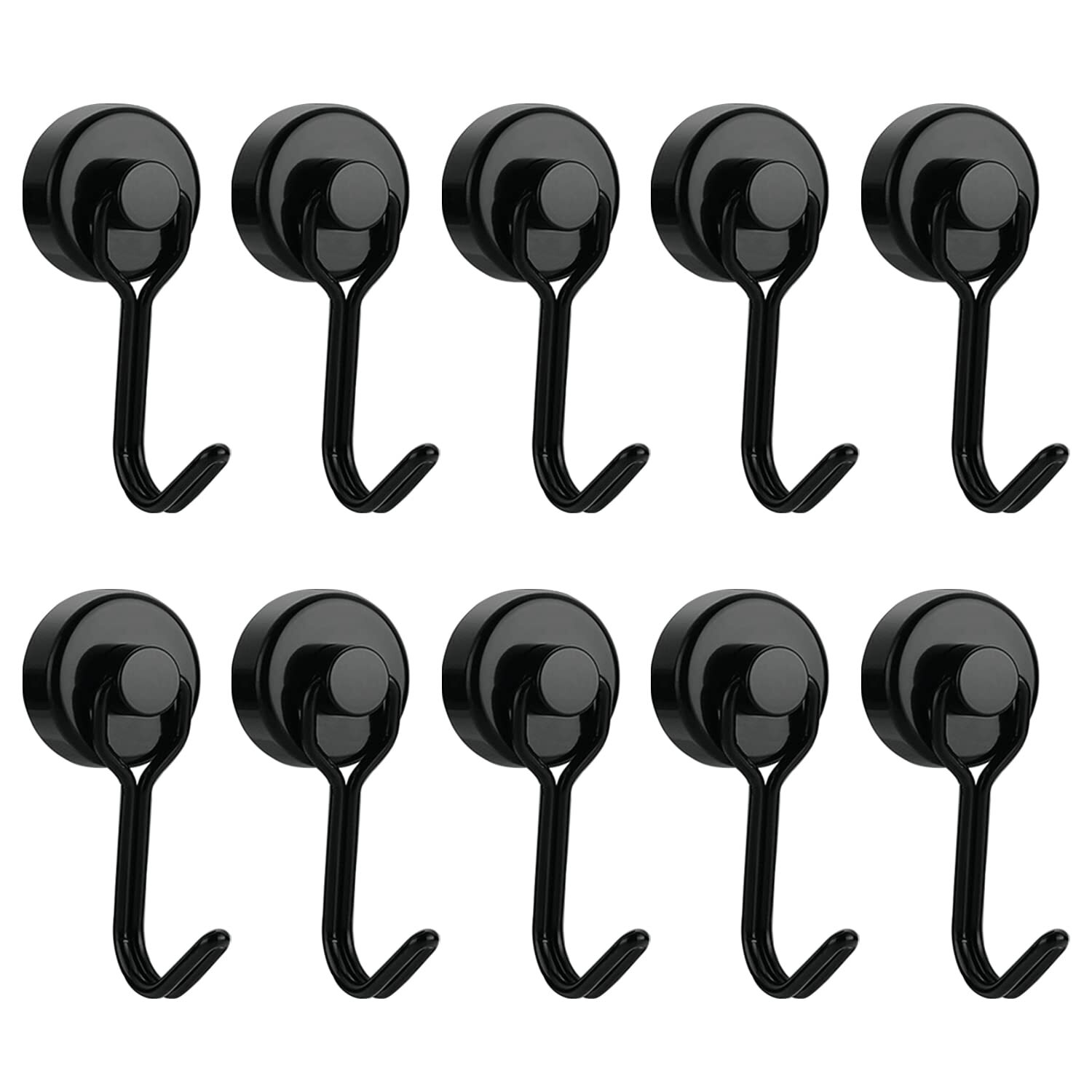 Ganci magnetici, 10 pezzi, colore nero, ganci magnetici extra forti, 20 (F3v)