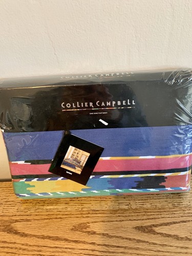 Collier Campbell Teton KING Flat Sheet New VTG 1993 90s Colorful Mountain Red Bl - Picture 4 of 8