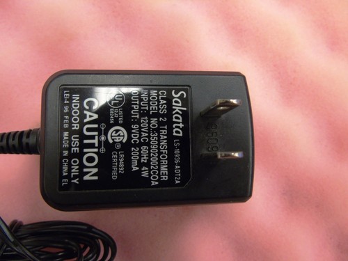 Sakata LS-10936-ADT2A Class 2 Transformer Power Supply 120V AC 60Hz 4W 9V 200mA - Picture 4 of 7