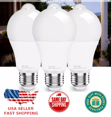 3Pcs Dusk to Dawn E27 PIR Motion Sensor Lamp 6W LED Bulb Light Infrared Motion