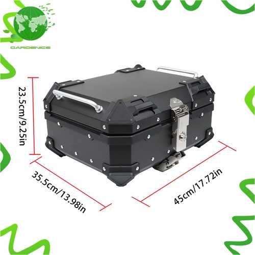 Black Motorcycle Luggage Waterproof Tail Box Top Case Scooter Trunk Storage 22L - Picture 2 of 11