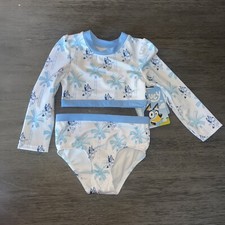 Bluey Toddler Girl Long Sleeve Rashguard Swim Set 2T Or 4T UPF 50 