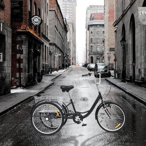 24 Zoll Dreirad Erwachsene 24"Senioren Dreirad 6 Gang 3 Räder Bike+ Korb + Licht - Bild 24 von 26