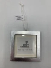 Pottery Barn Kids Square Picture Frame Christmas Ornament 4.25" Diam Silver D501