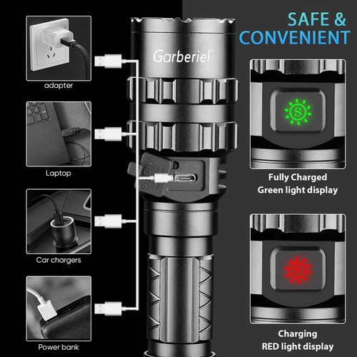 Super-Bright L2 LED Flashlight Rechargeable Tactical Police Torch Lamp w/Battery - Picture 7 of 16