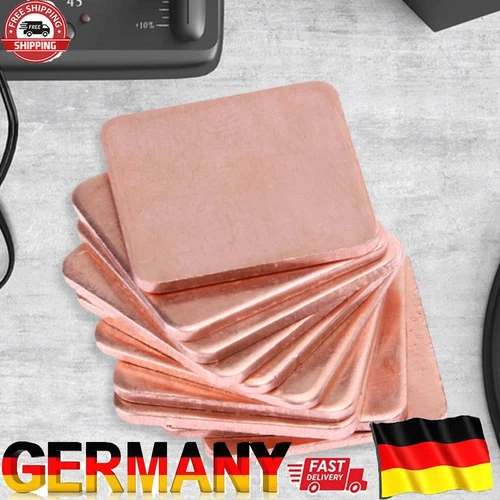 10 Stück 15 mm x 15 mm 1,0 mm Kühlkörper-Kupfer-Unterlegscheiben-Thermopads für 