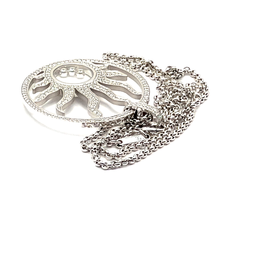 Authentic! Chopard Happy Diamond Sun 18K White Gold Pendant Necklace - Video 1 of 1