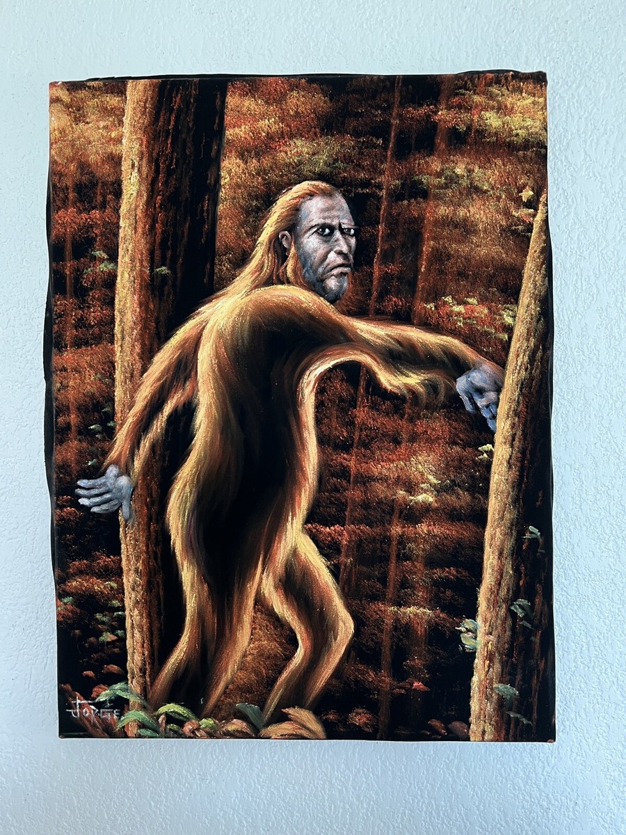 Sasquatch Bigfoot monster legend black velvet oil painting | eBay