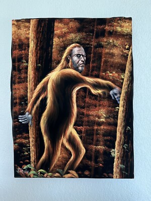 Sasquatch Bigfoot monster legend black velvet oil painting | eBay