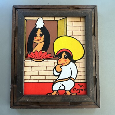 Signed Xavier Cugat “Lovers Leap” & “Too Much Tequila” 8x10” Oil