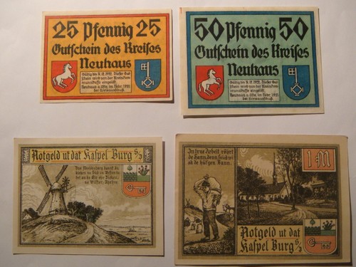 Germany.Notgeld.lot of 7.Twistringen x3.Kaspel Burg x2.Neuhaus a.Oste x2.1916-22 - Picture 3 of 4