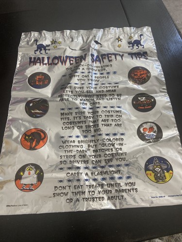 Vintage Trick-Or-Treat Candy Bag Halloween Pumpkin Witch Reversible Safety Rules - Picture 7 of 11