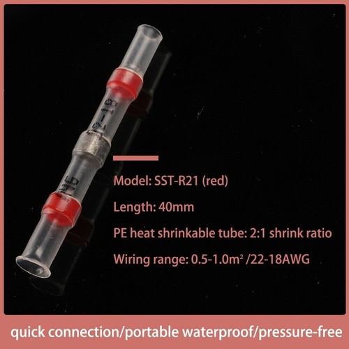 100/50X Waterproof Solder Seal Heat Shrink Wire Butt Terminal Connectors Kit Set - Picture 8 of 16