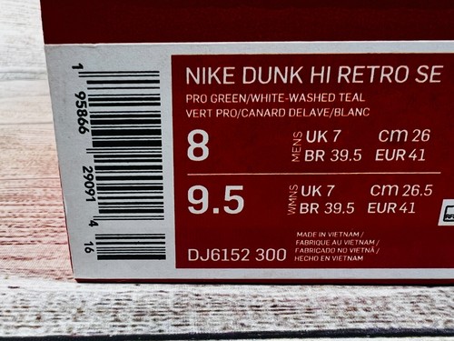 NIKE DUNK HIGH RETRO SE ATLETIC CLUB PRO VERDE DJ6152-300 TALLA 8 NUEVO EN CAJA SIN TAPA - Imagen 7 de 7