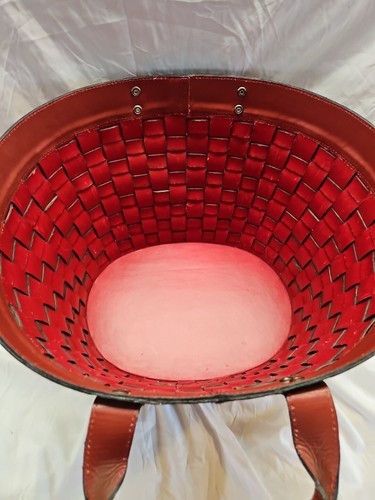 Borsa a cesto vintage Global Views in pelle rossa con manici Made in India - Foto 3 di 10