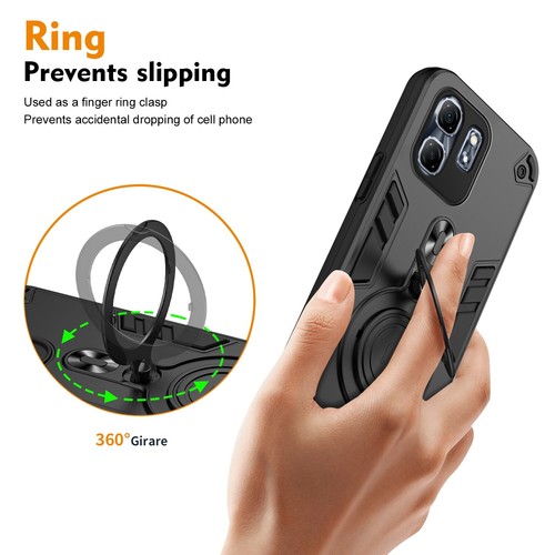 For Infinix Hot 50i / Smart 9 4G 6.7" Hybrid Ring stand Armor Back TPU+PC case - Picture 18 of 27