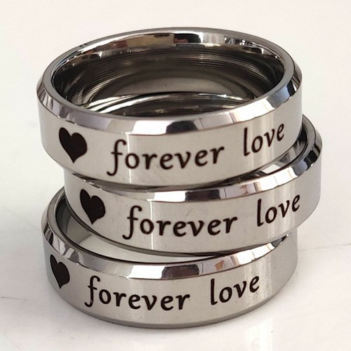 20pcs/lot Forever love Ring Heart Lovers Promise Stainless Steel Wedding Rings - Picture 4 of 7