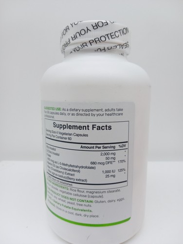 Myo-Inositol + D-Chiro + Vitex 240 Count Optimal 40:1 Inositol Ratio Folate - Picture 2 of 4